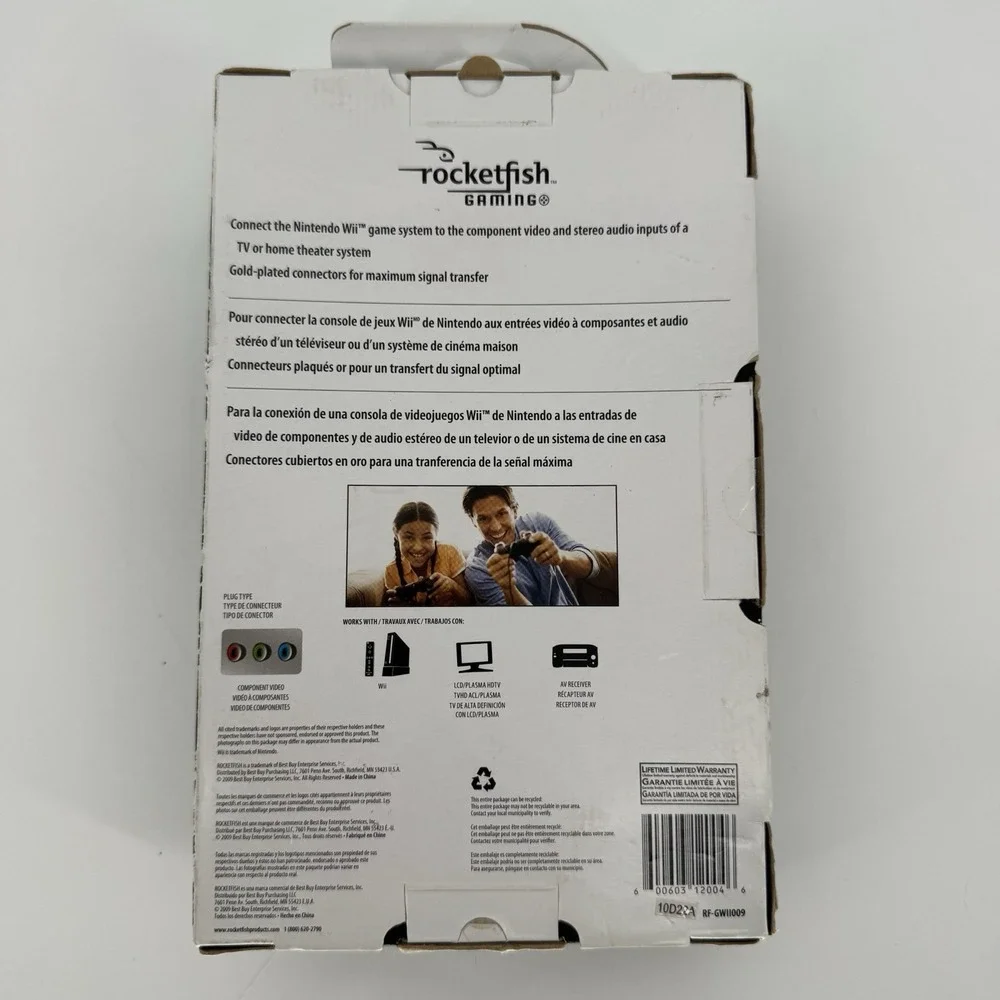 NEW Rocketfish Gaming 8ft Component‎ Video/Stereo Audio Cable - Nintendo Wii